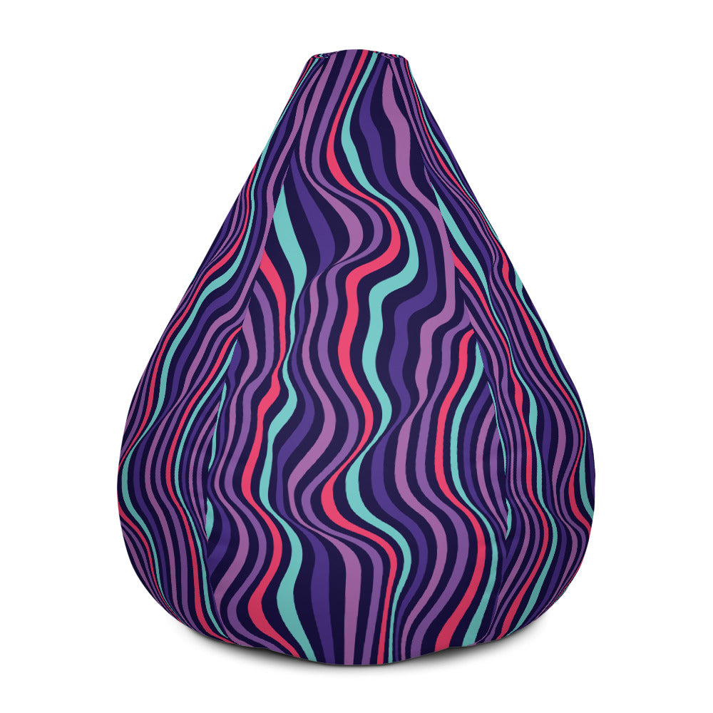 Multicolor Curved Lines - Sustainably Made Bean Bag Chair Cover