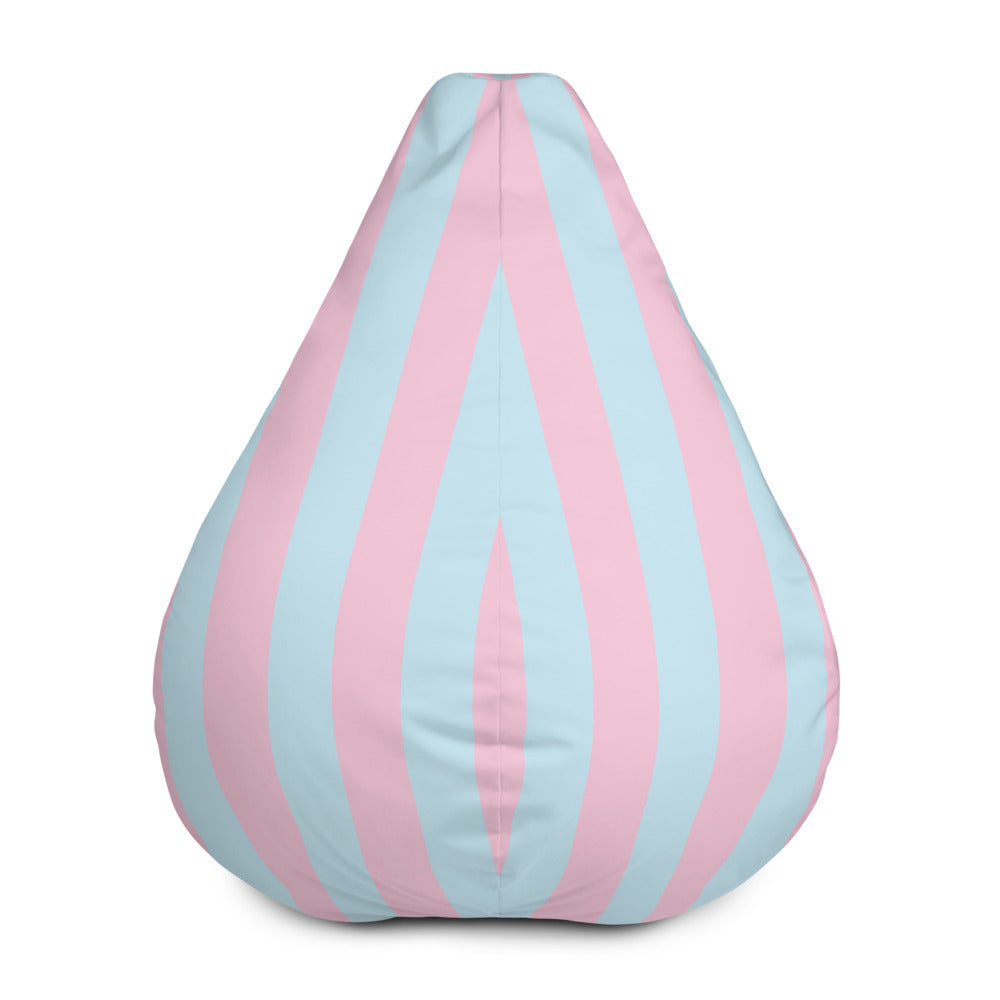 Blue Pink Stripes - Sustainably Made Bean Bag Chair Cover