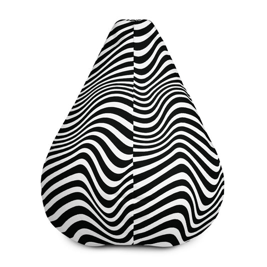 Monochrome Wave - Sustainably Made Bean Bag Chair Cover