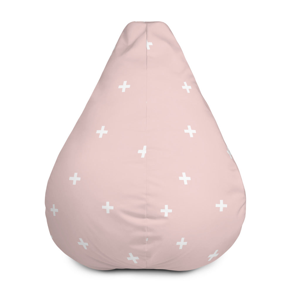 Pink Cross Pattern - Sustainably Made Bean Bag Chair Cover