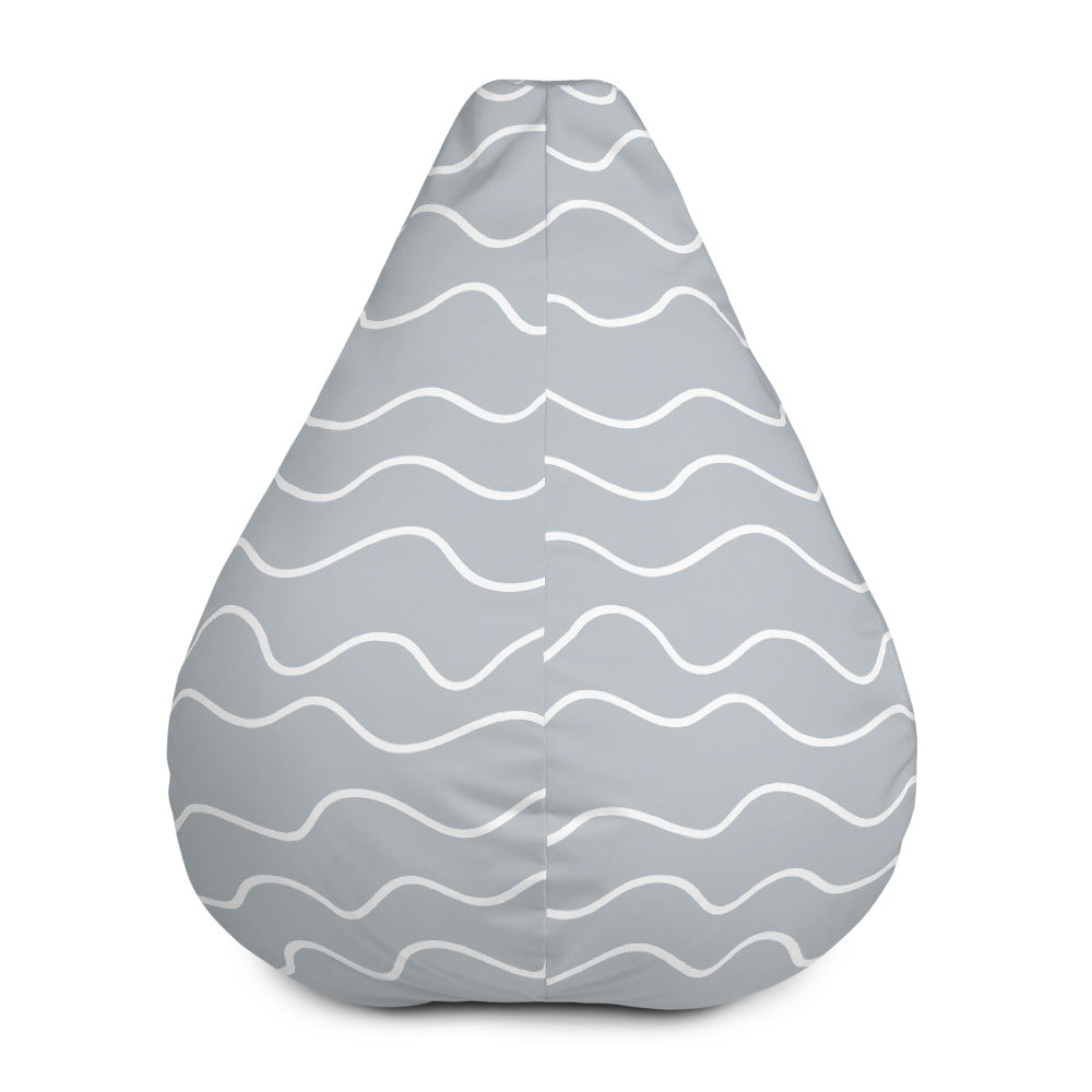 Hand Drawn Waves - Sustainably Made Bean Bag Chair Cover