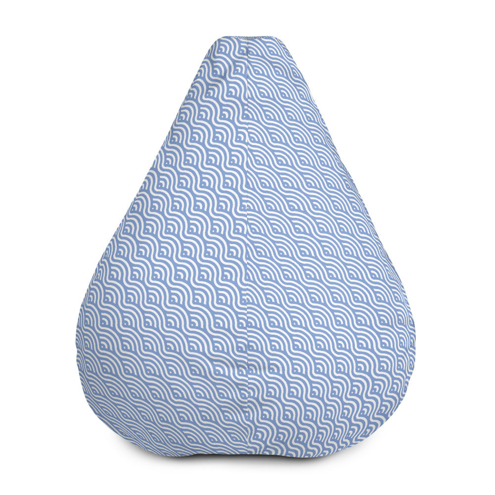 Blue Wave Pattern - Sustainably Made Bean Bag Chair Cover