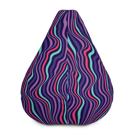 Multicolor Curved Lines - Sustainably Made Bean Bag Chair Cover