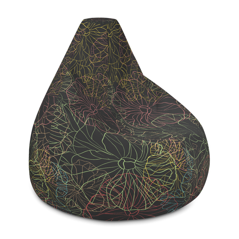 Neon Dark Floral - Sustainably Made Bean Bag Chair Cover