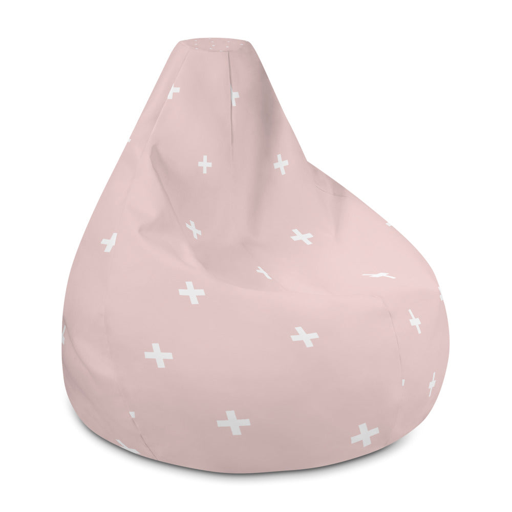 Pink Cross Pattern - Sustainably Made Bean Bag Chair Cover