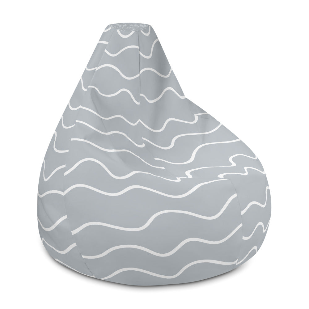 Hand Drawn Waves - Sustainably Made Bean Bag Chair Cover