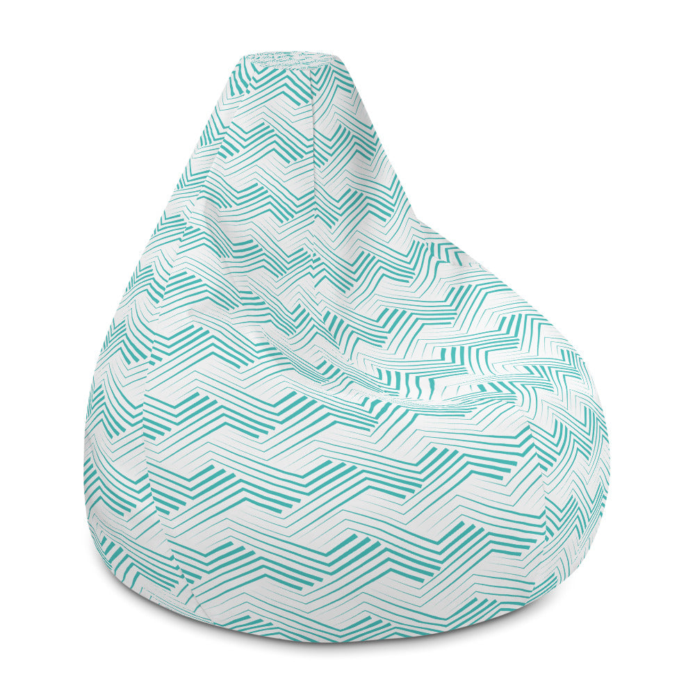 Blue Zigzag Pattern - Sustainably Made Bean Bag Chair Cover