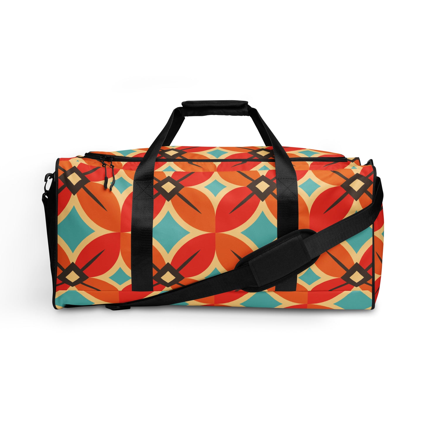 Retro Flower Pattern - Sustainably Made Duffle Bag
