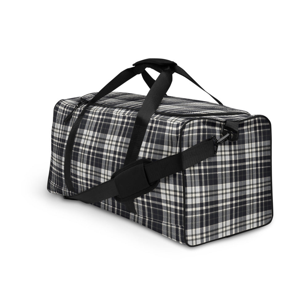 Black & White Tartan - Sustainably Made Duffle Bag