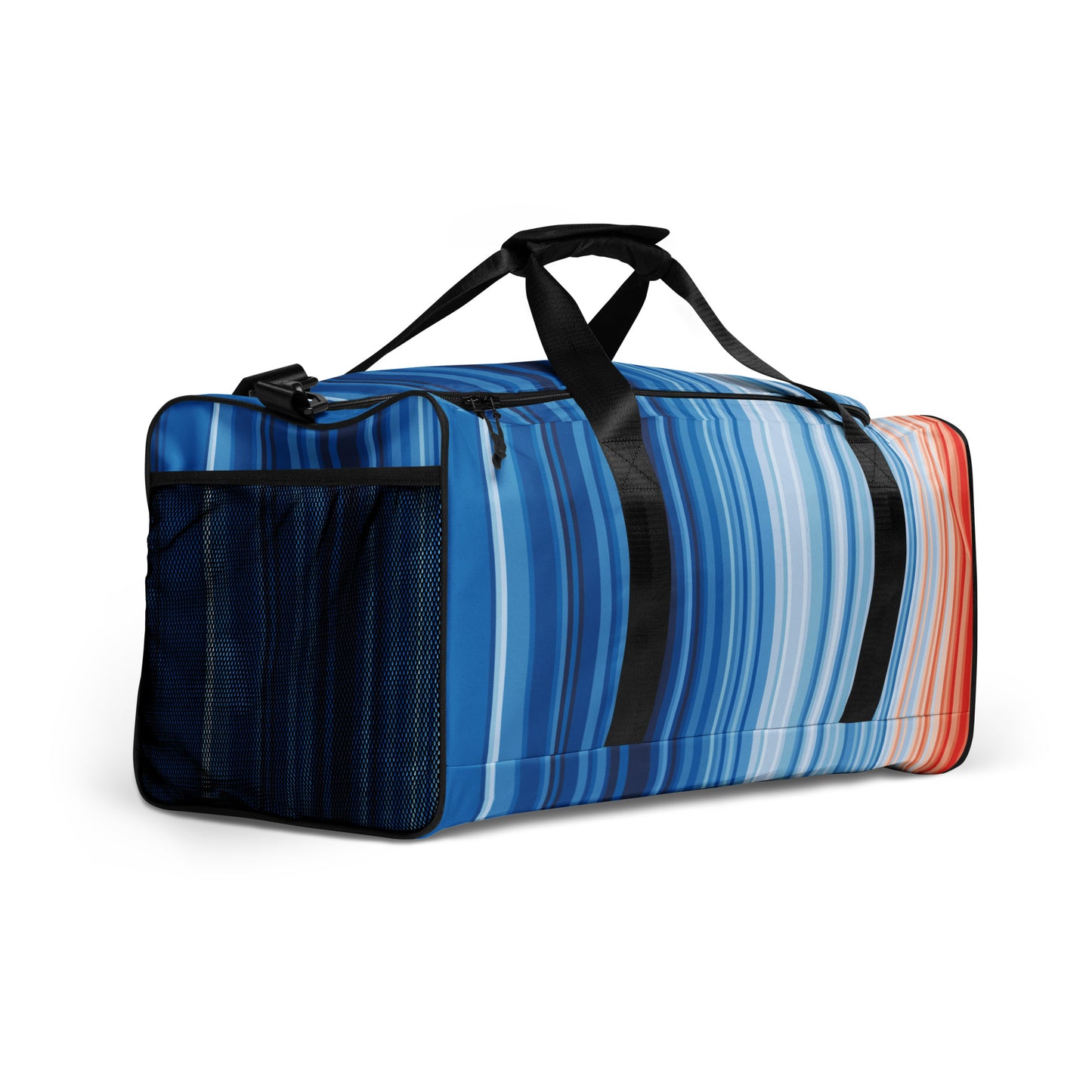 Climate Change Global Warming Stripes - Sustainably Made Duffle Bag