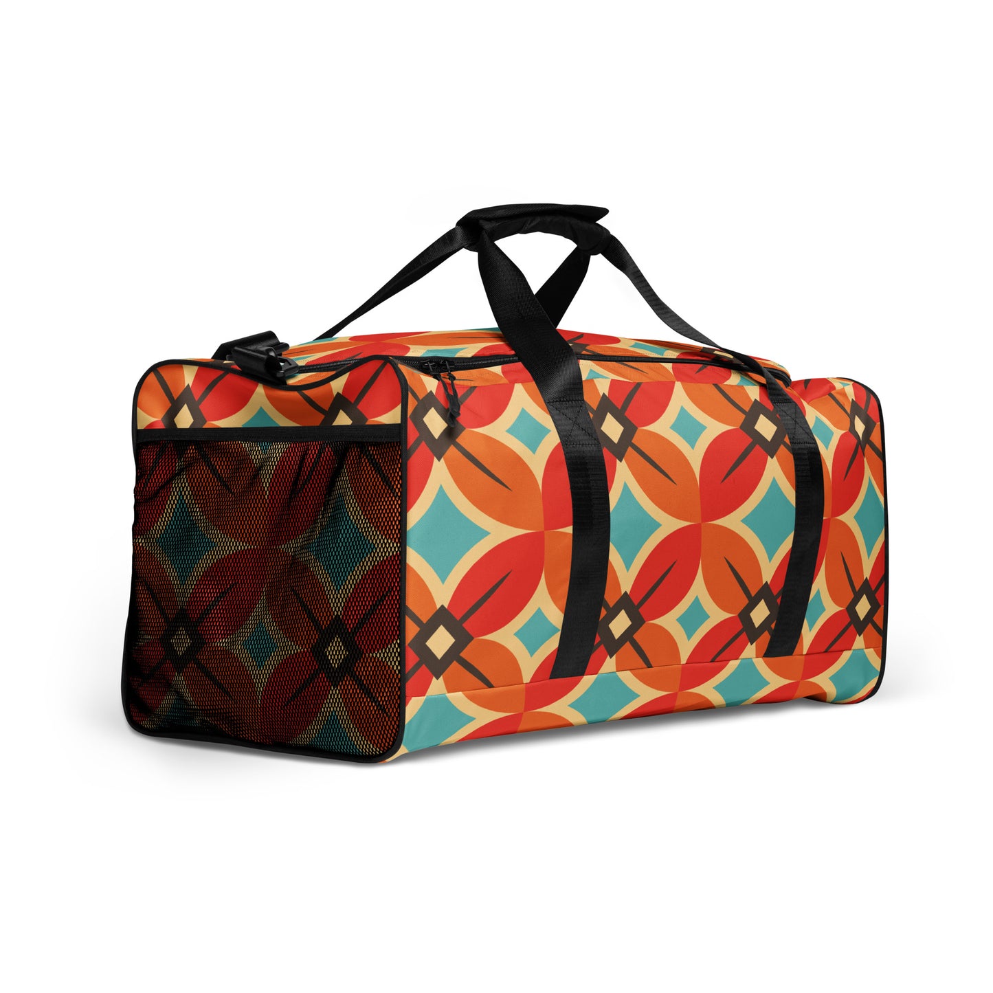 Retro Flower Pattern - Sustainably Made Duffle Bag