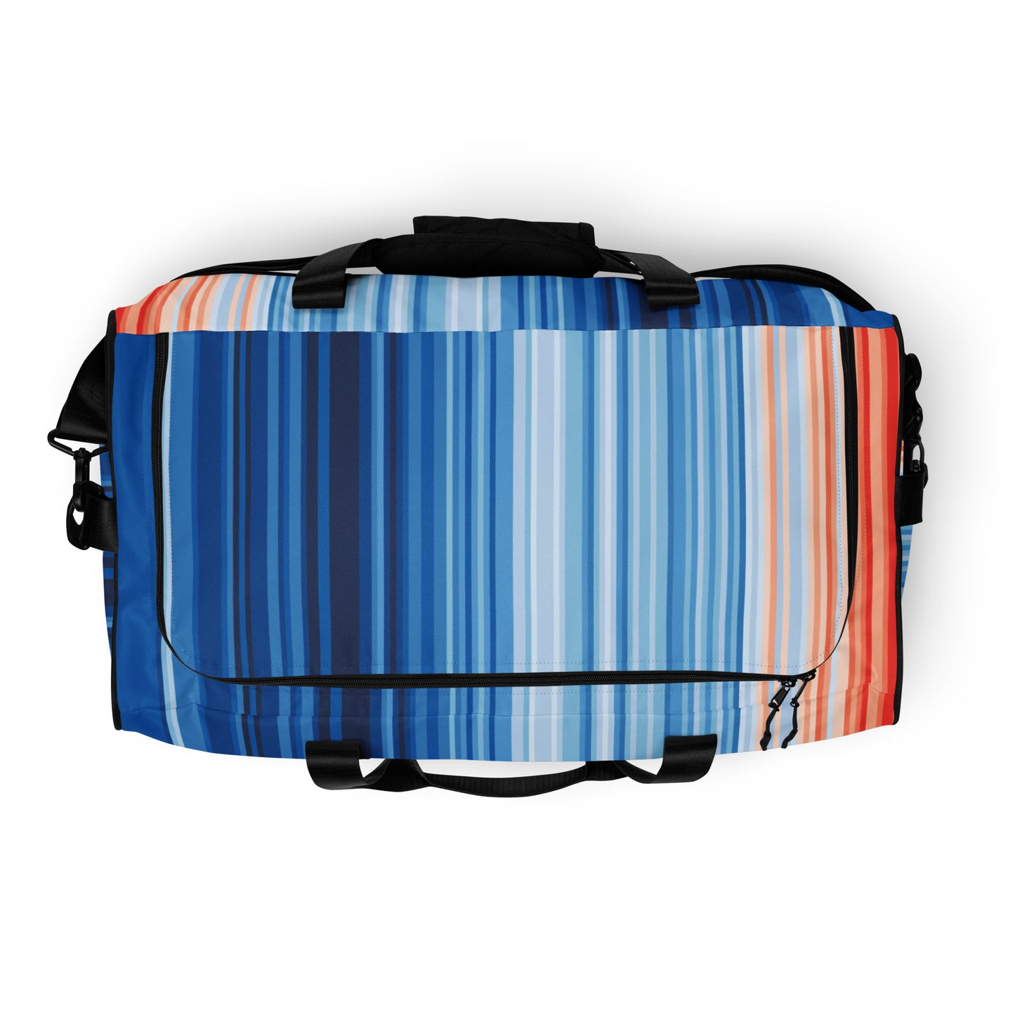 Climate Change Global Warming Stripes - Sustainably Made Duffle Bag