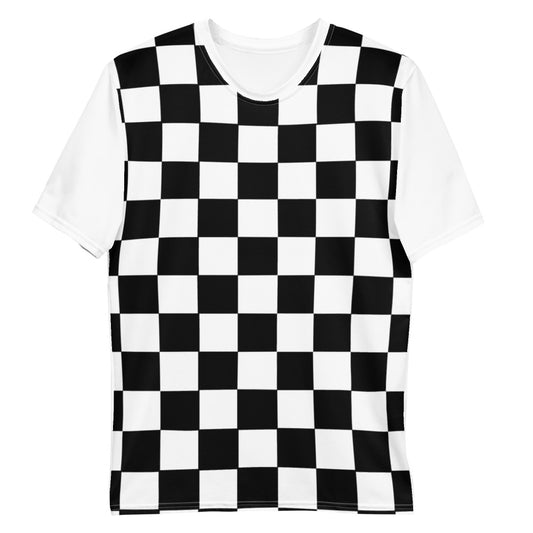 Black & White Chequered Flag - Sustainably Made Men's Short Sleeve Tee