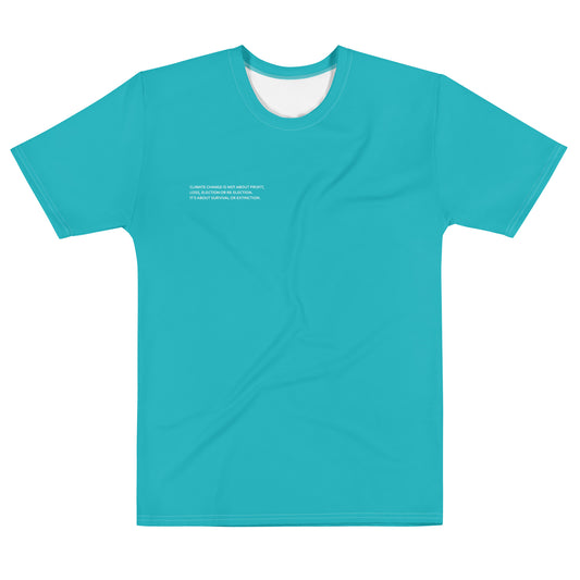 Cyan Climate Change Global Warming Statement - Sustainably Made Men's Short Sleeve Tee