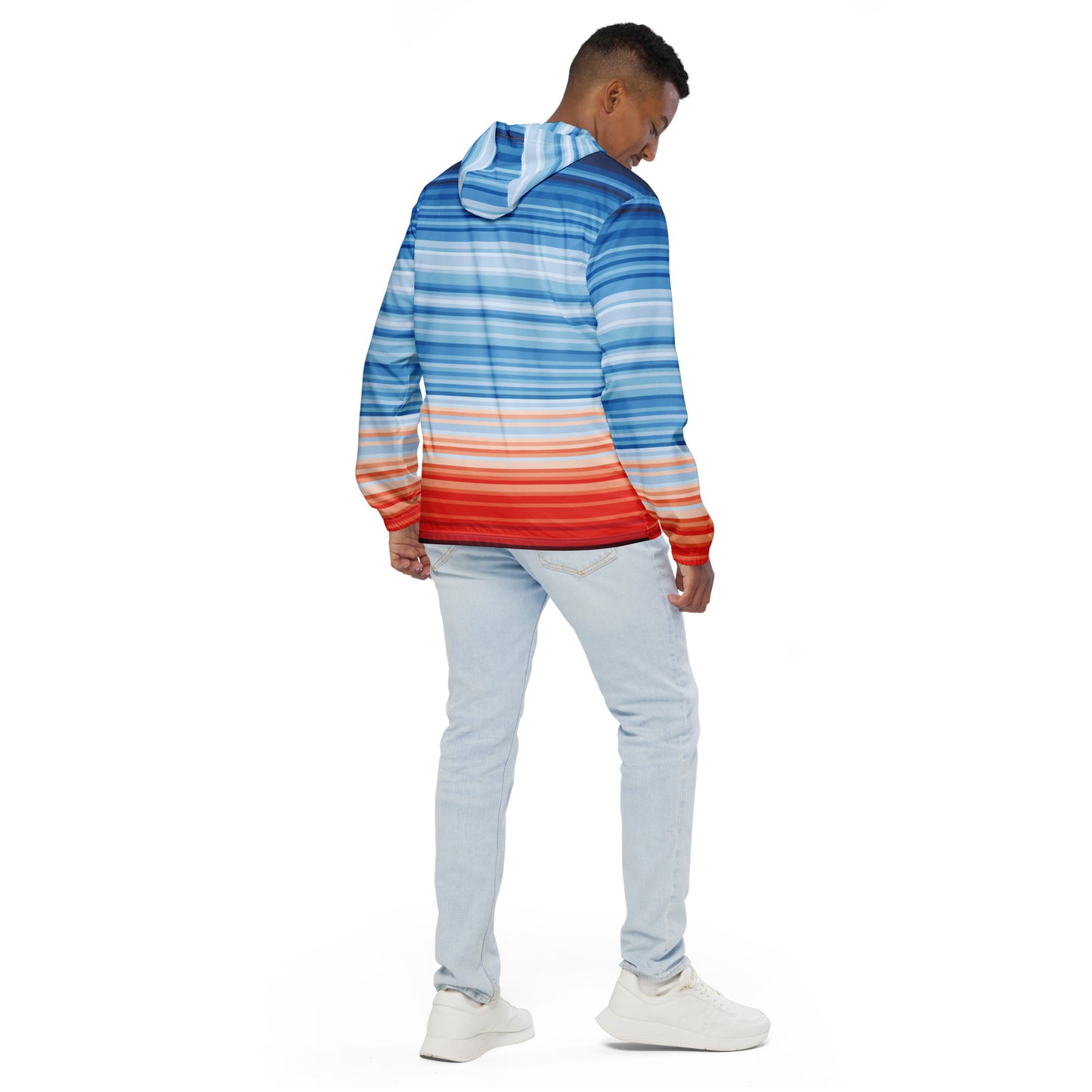 Climate Change Global Warming Stripes - Sustainably Made Men’s windbreaker