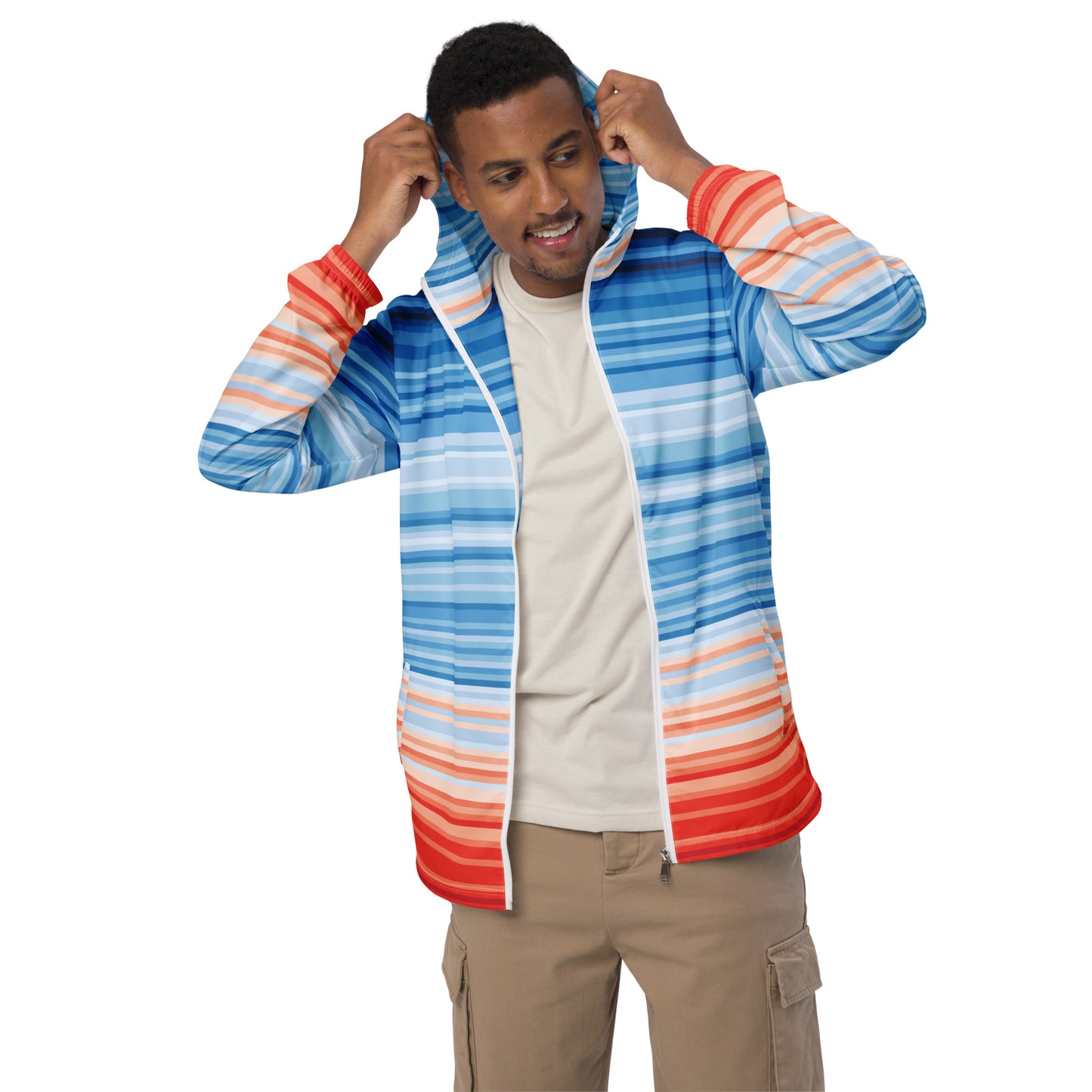 Climate Change Global Warming Stripes - Sustainably Made Men’s windbreaker