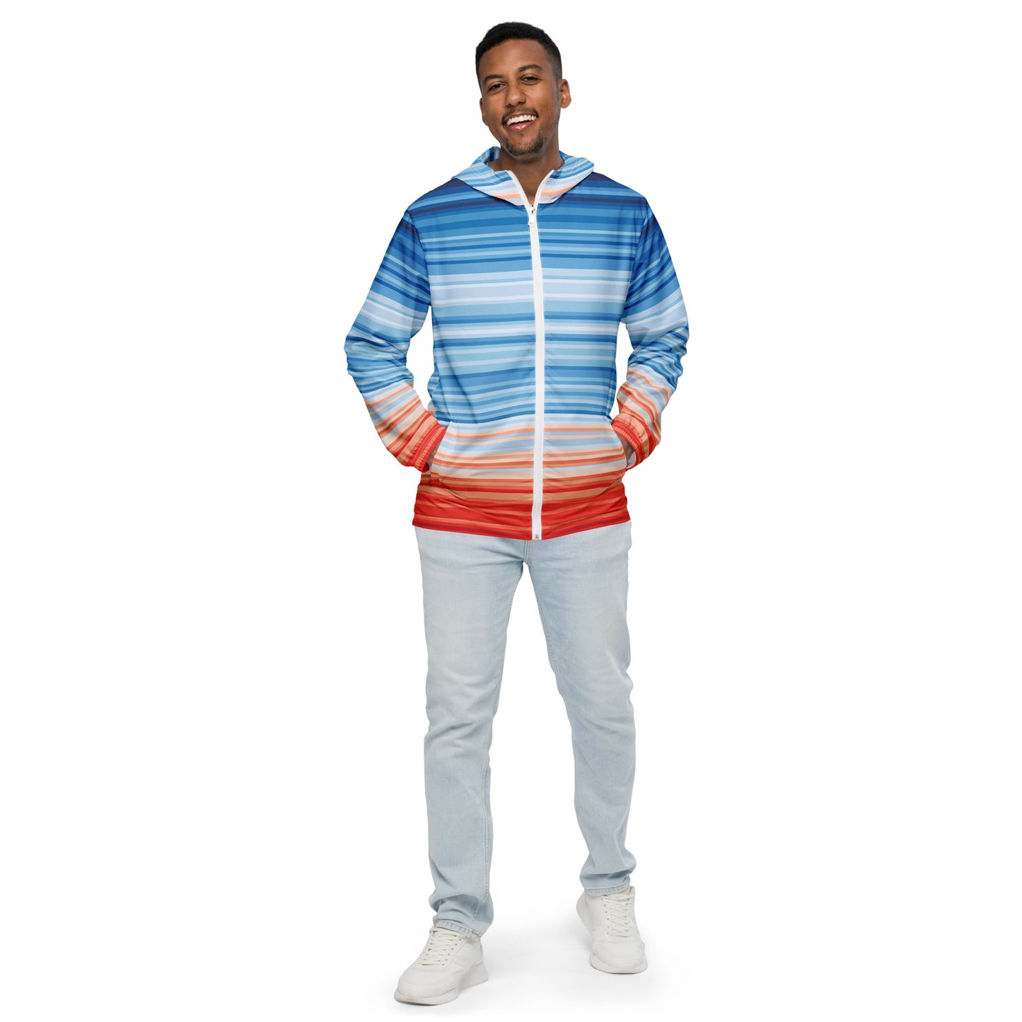 Climate Change Global Warming Stripes - Sustainably Made Men’s windbreaker