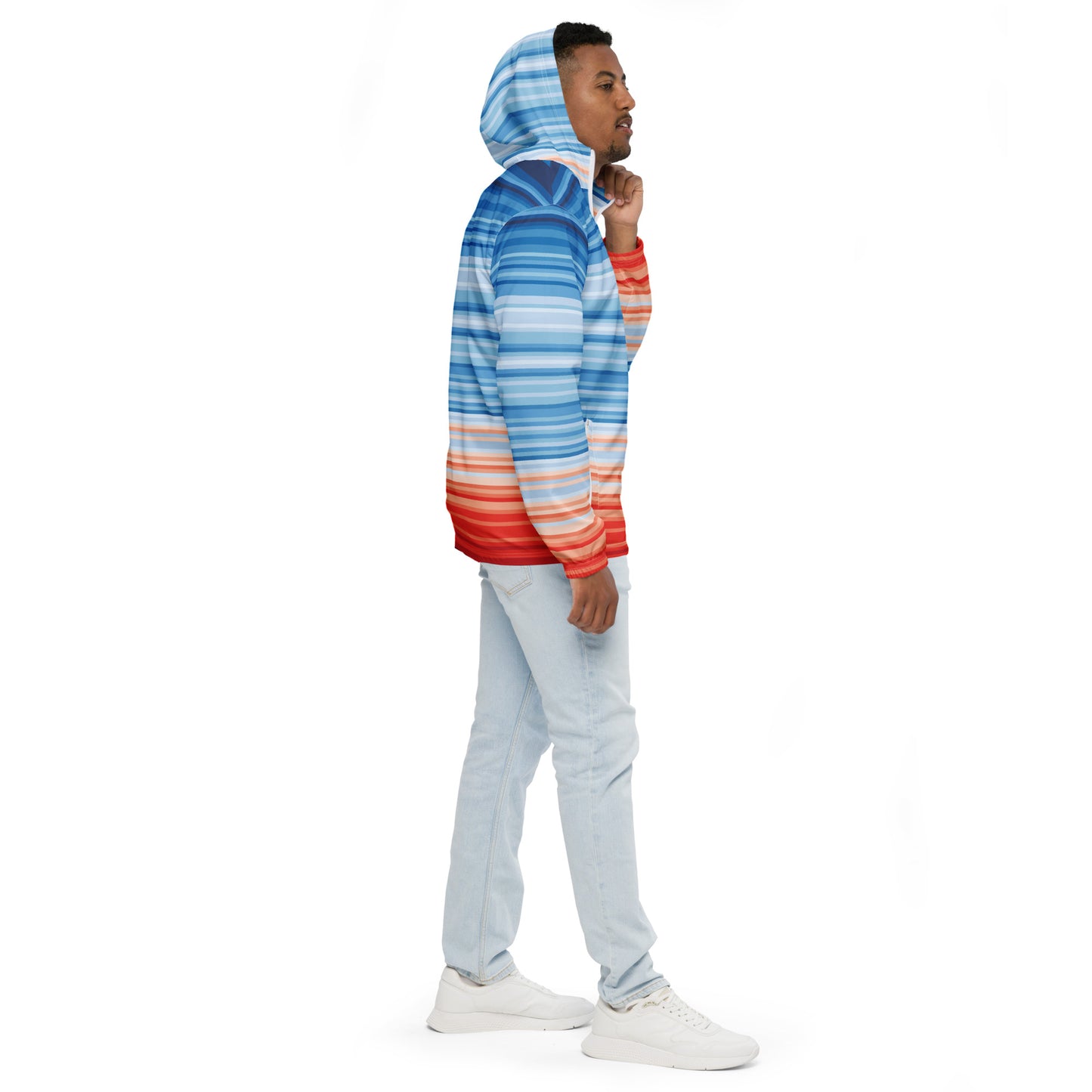 Climate Change Global Warming Stripes - Sustainably Made Men’s windbreaker