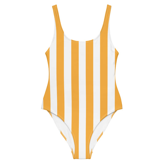 Vertical Lines Yellow - Sustainably Made One-Piece Swimsuit