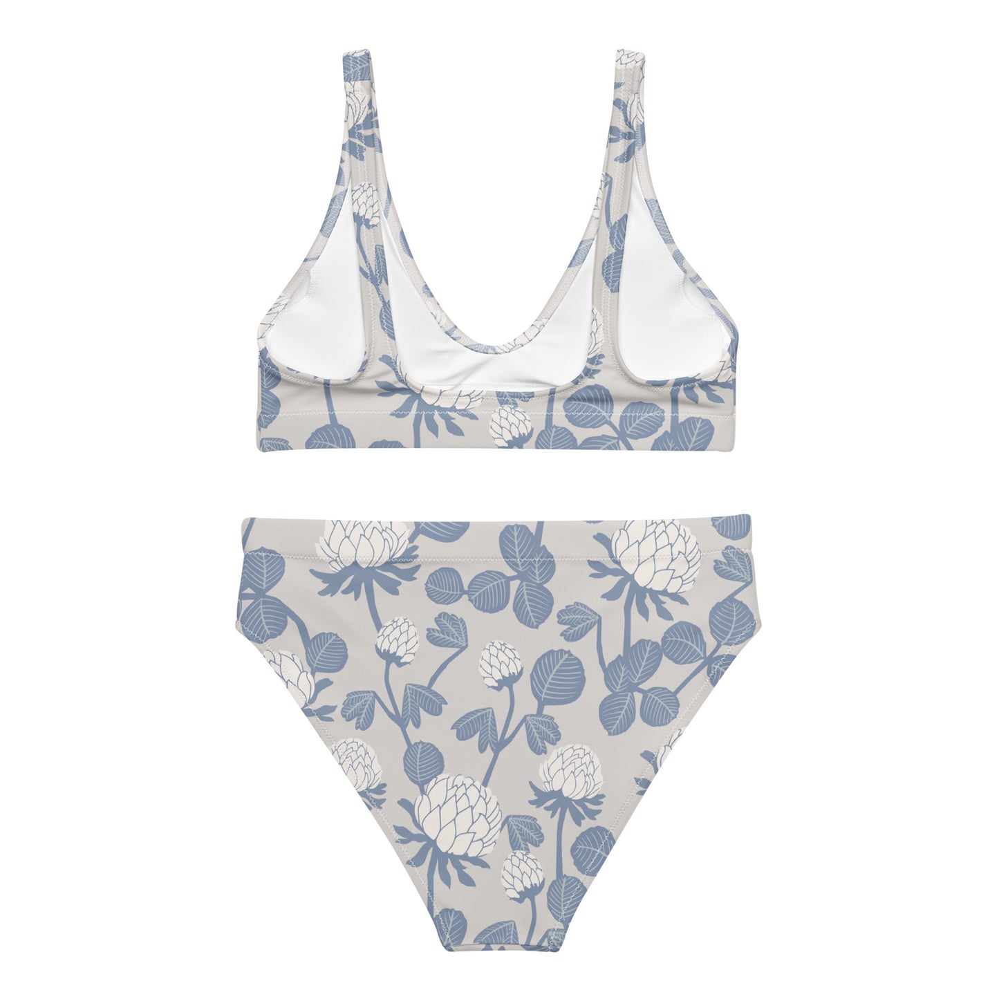 Grey Floral - Sustainably Made Recycled High-Waisted Bikini