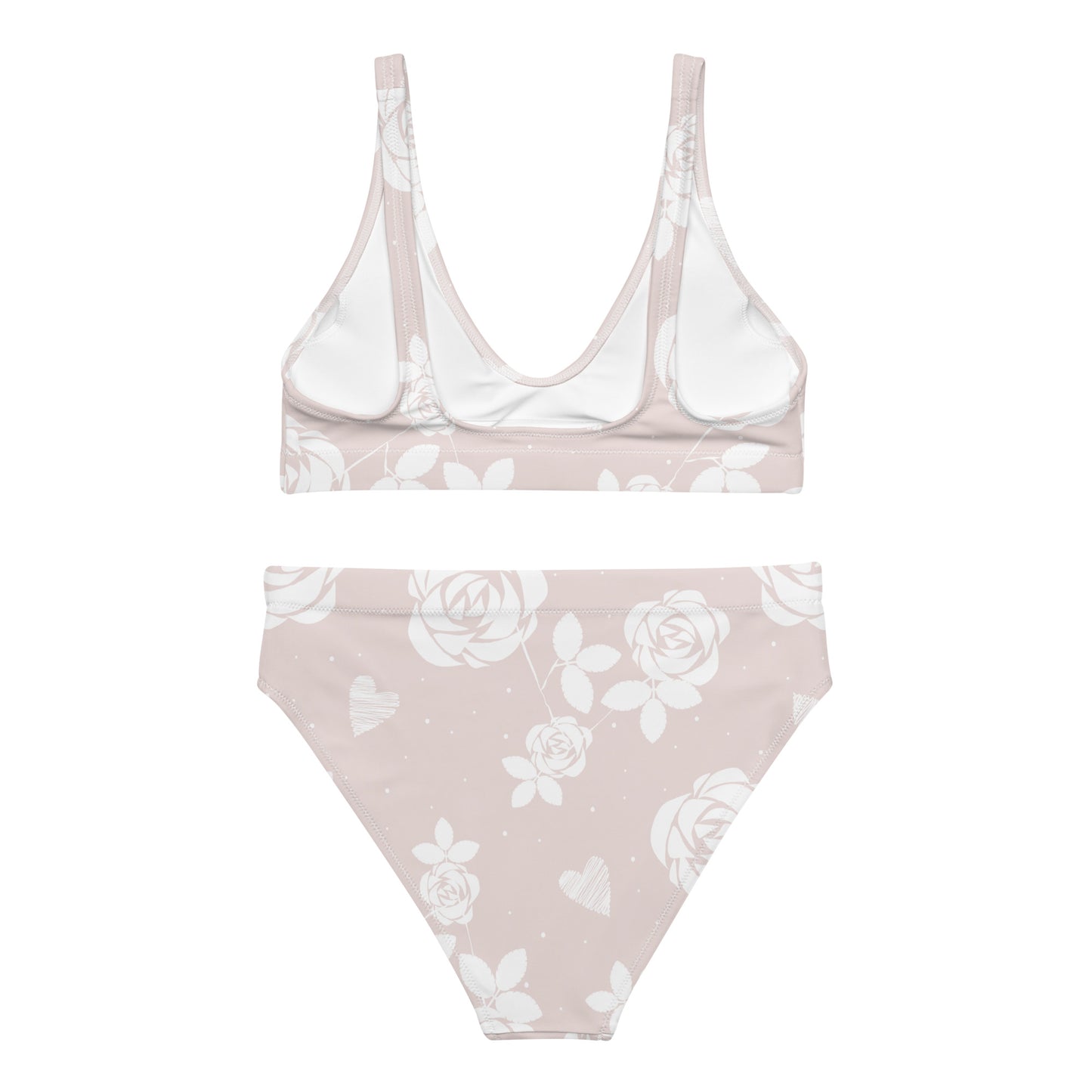 Baby Pink Floral - Sustainably Made Recycled High-Waisted Bikini