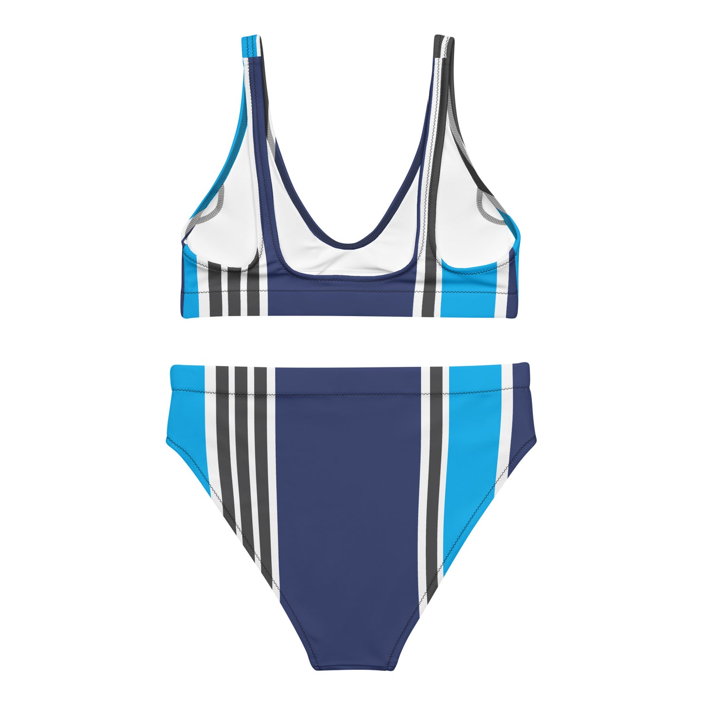 Blue Lines Vertical - Sustainably Made Recycled High-Waisted Bikini