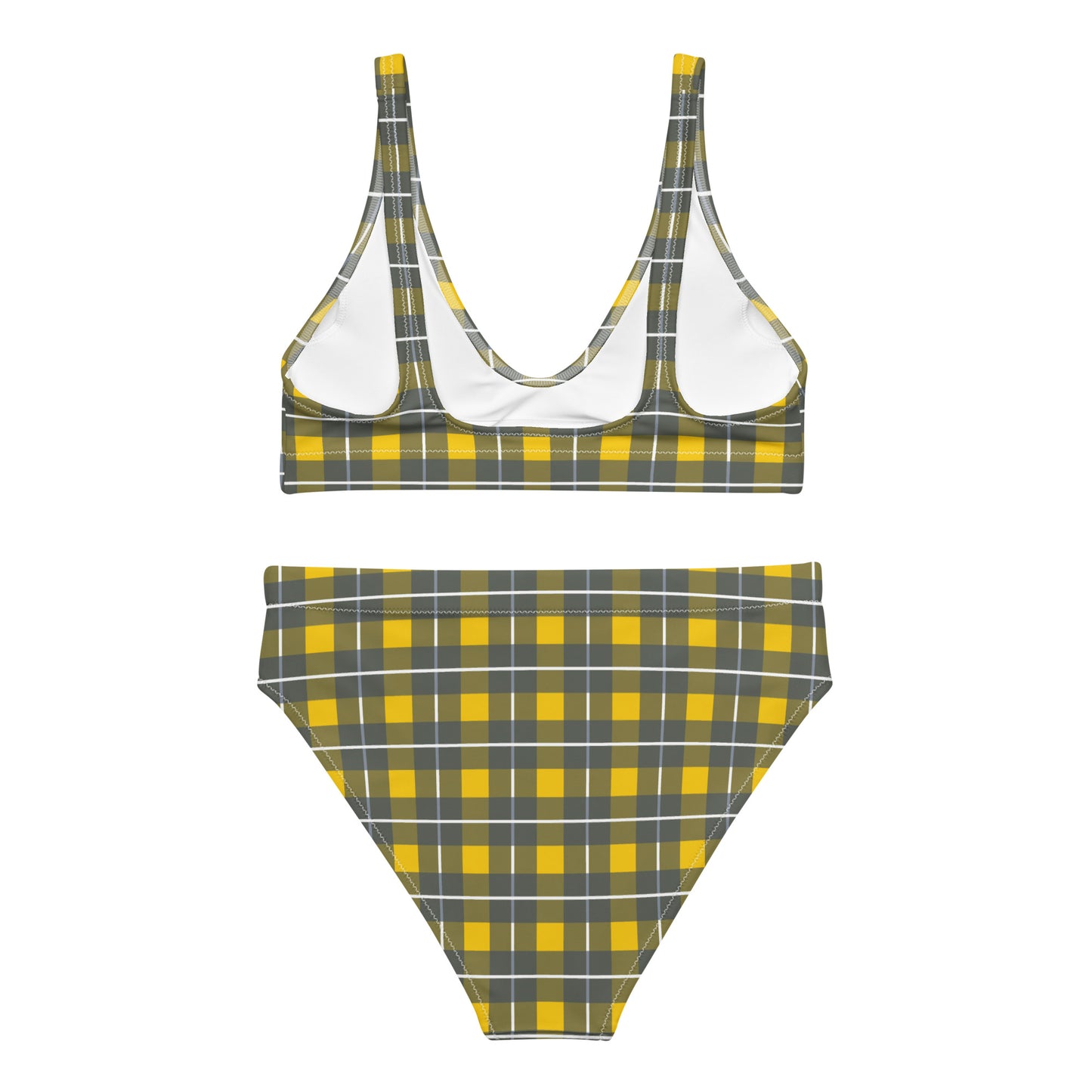 Yellow Tartan - Inspired By Harry Styles - Sustainably Made  Recycled high-waisted bikini