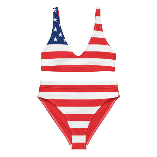 U.S.A Flag - Sustainably Made Recycled High-Waisted Bikini