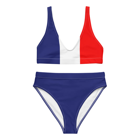 France Flag - Sustainably Made Recycled High-Waisted Bikini