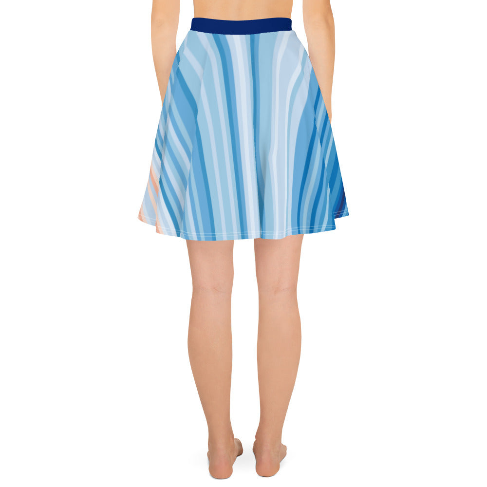 Climate Change Global Warming Stripes - Sustainably Made Skater Skirt