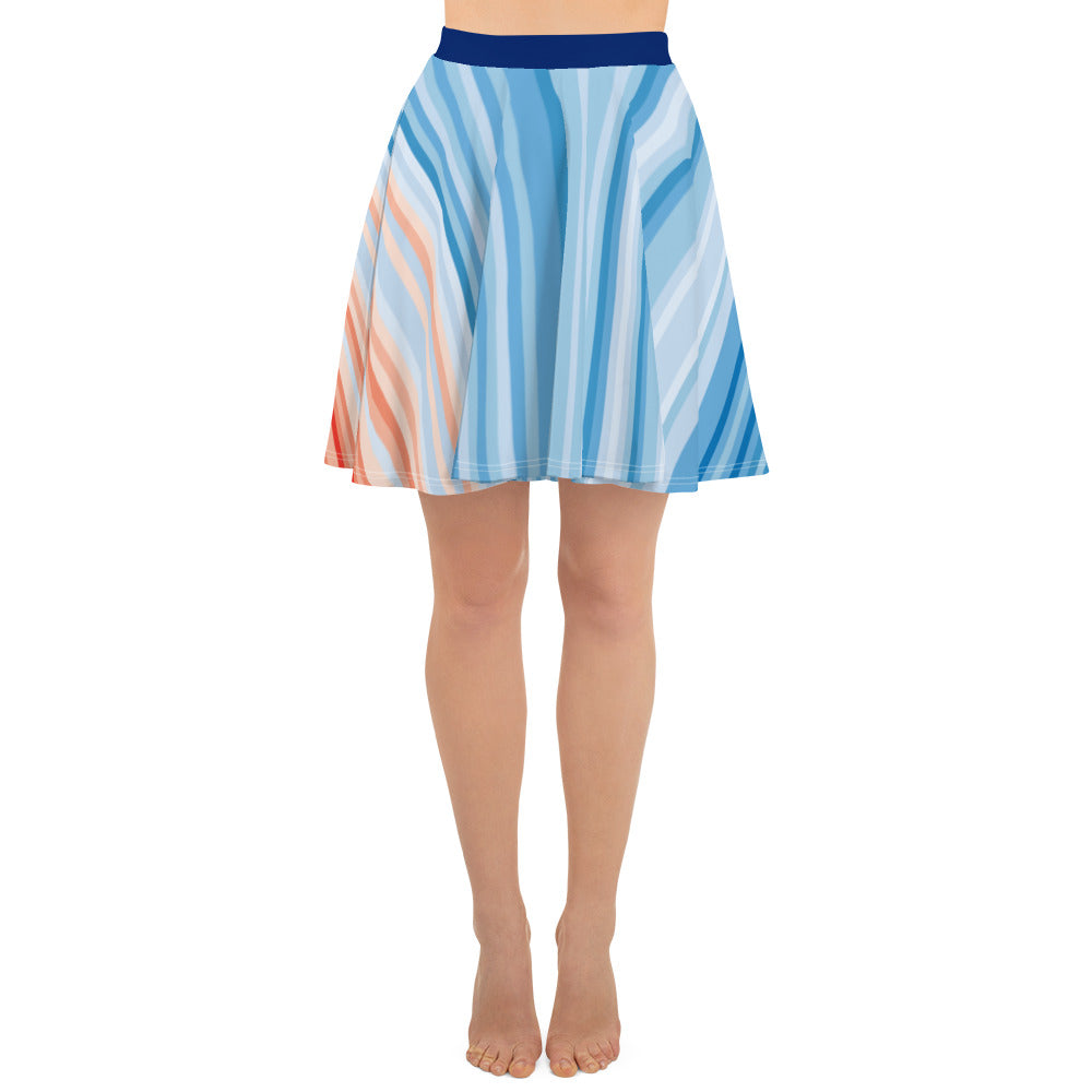 Climate Change Global Warming Stripes - Sustainably Made Skater Skirt