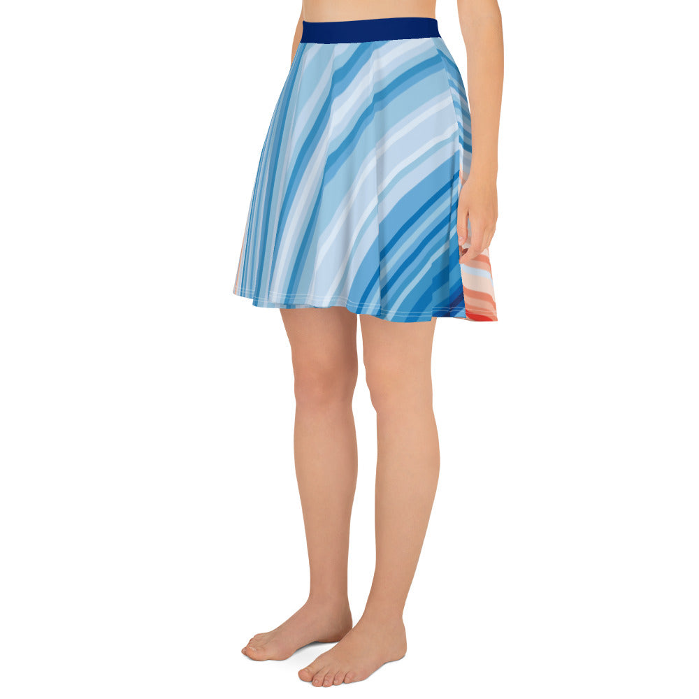 Climate Change Global Warming Stripes - Sustainably Made Skater Skirt