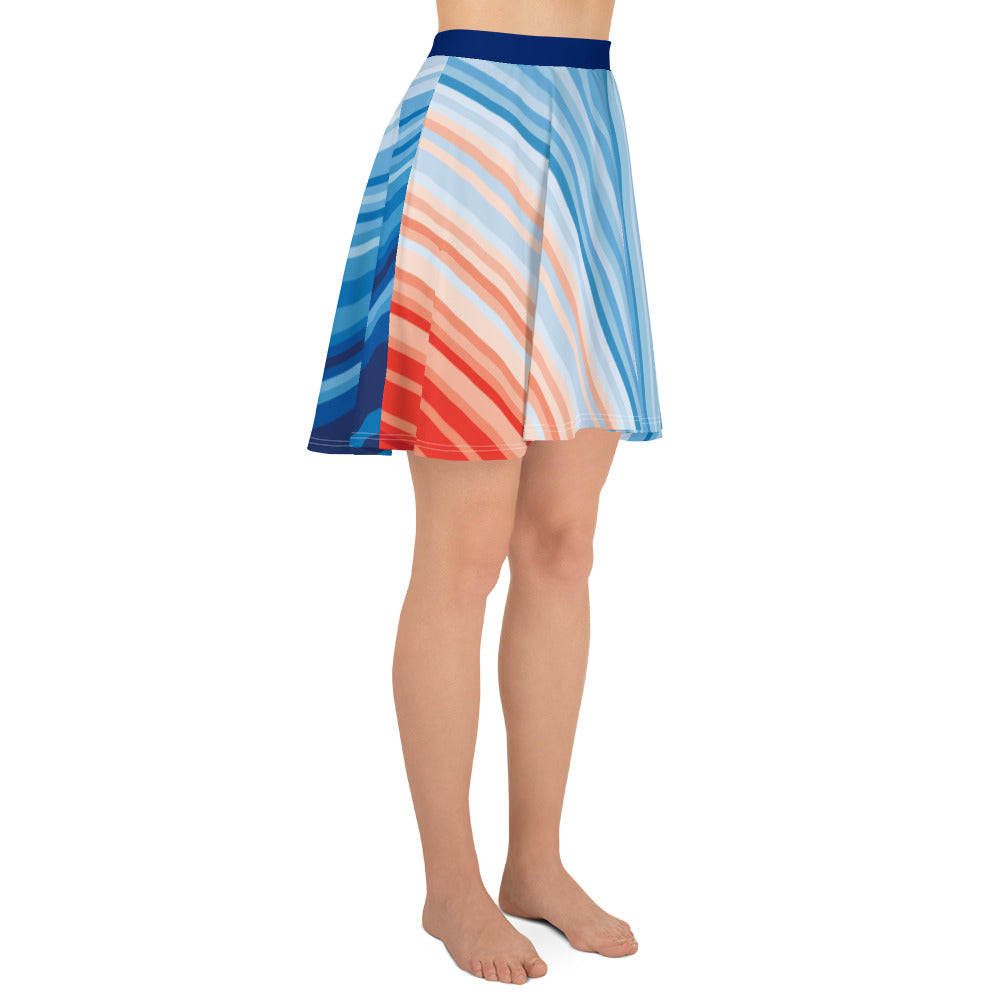 Climate Change Global Warming Stripes - Sustainably Made Skater Skirt