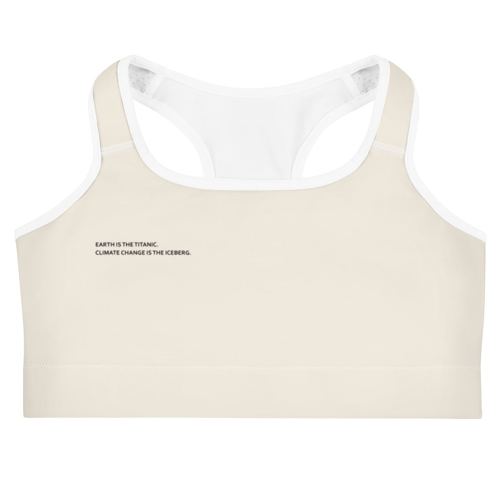 Light Grey Climate Change Global Warming Statement - Sustainably Made Women's Sports Bra