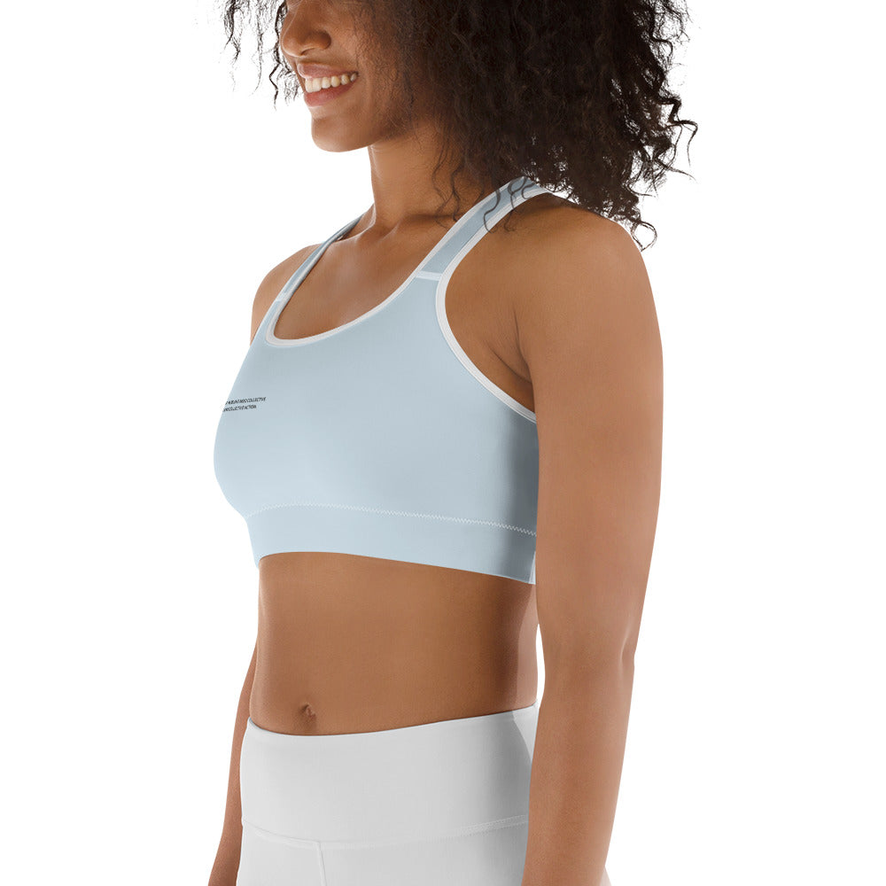 Baby Blue Climate Change Global Warming Statement - Sustainably Made Women's Sports Bra