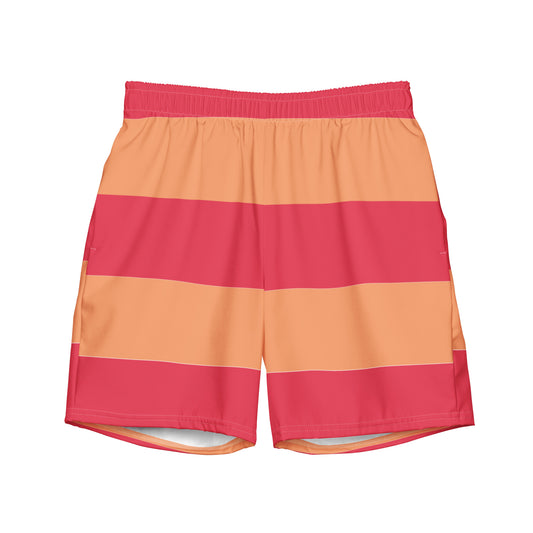 Red Orange Stripes - Sustainably Made Men's swim trunks
