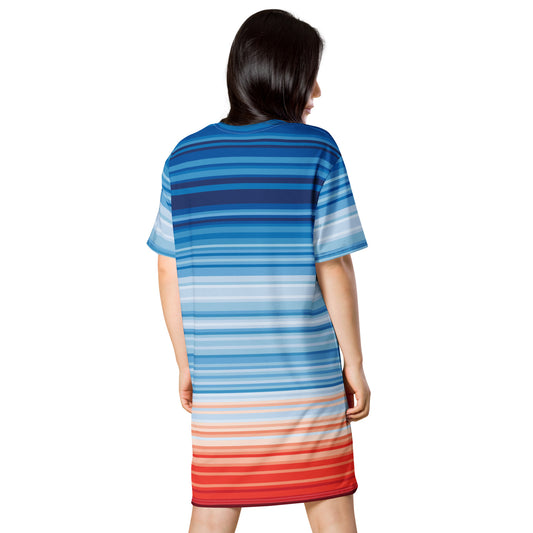 Climate Change Global Warming Stripes - Sustainably Made T-shirt dress
