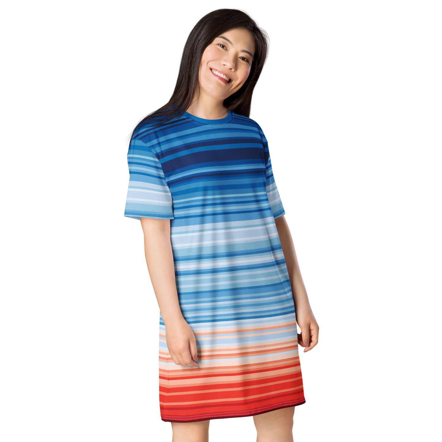 Climate Change Global Warming Stripes - Sustainably Made T-shirt dress
