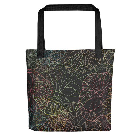 Neon dark Floral - Sustainably Made Tote Bag
