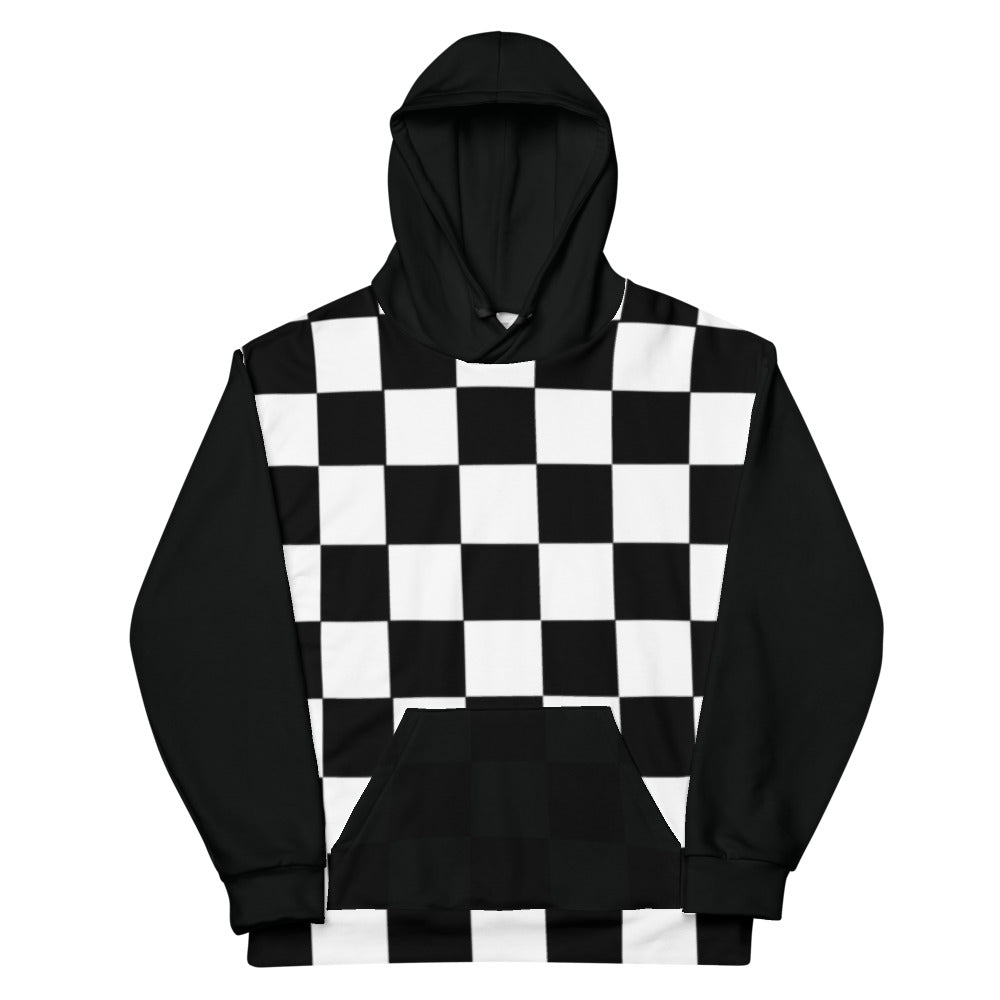 Black and White Chequered - Sustainably Made Hoodie