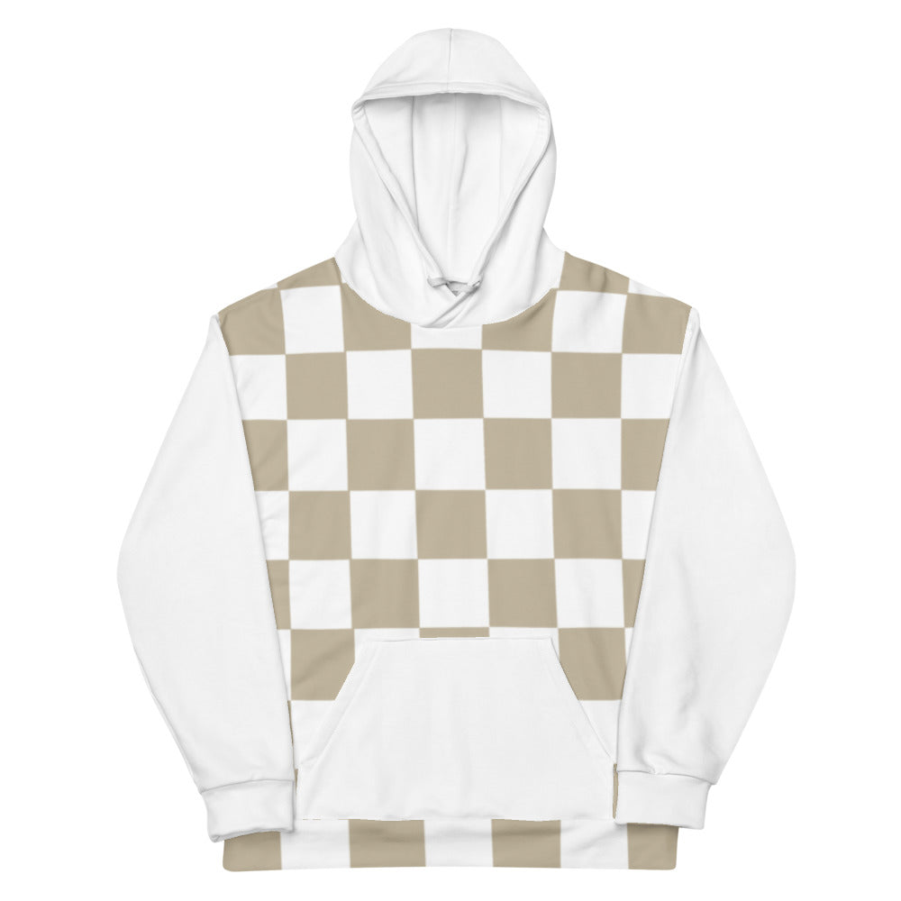 Mocca White Chequered - Sustainably Made Hoodie