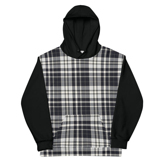 Black and White Tartan - Sustainably Made Hoodie