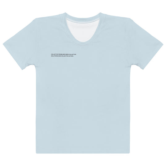 Baby Blue Climate Change Global Warming Statement - Sustainably Made Women's Short Sleeve Tee