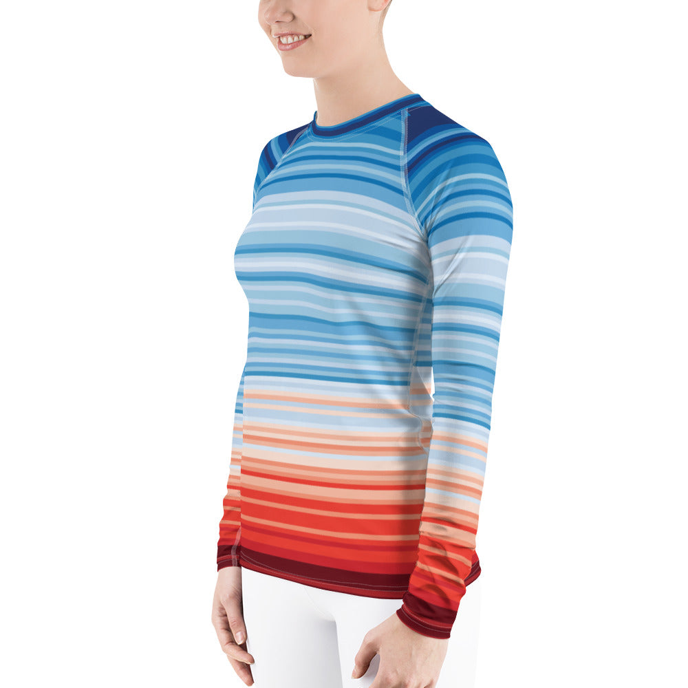 Climate Change Global Warming Stripes - Sustainably Made Women's Long Sleeve Tee