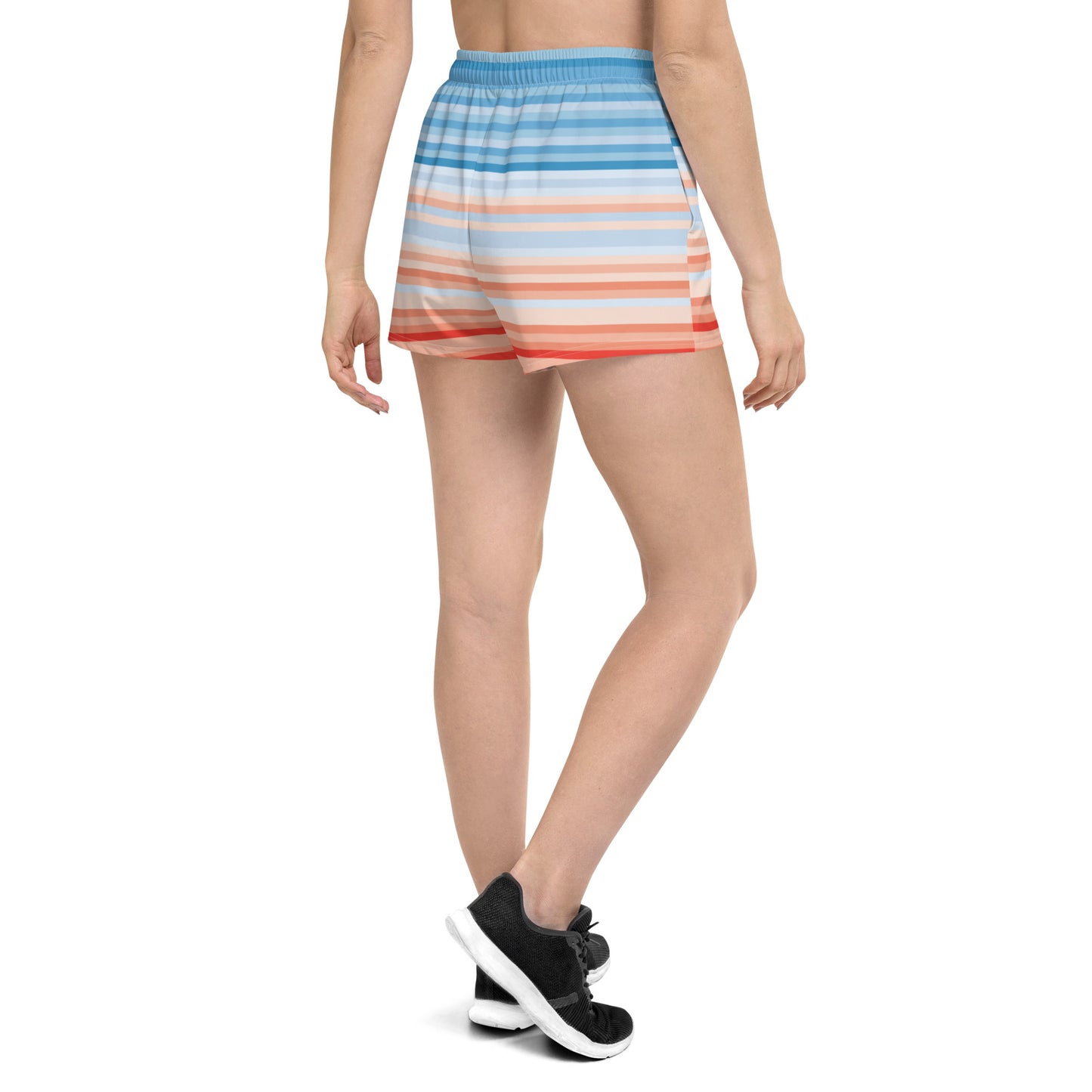 Climate Change Global Warming Stripes - Sustainably Made Women’s Recycled Athletic Shorts