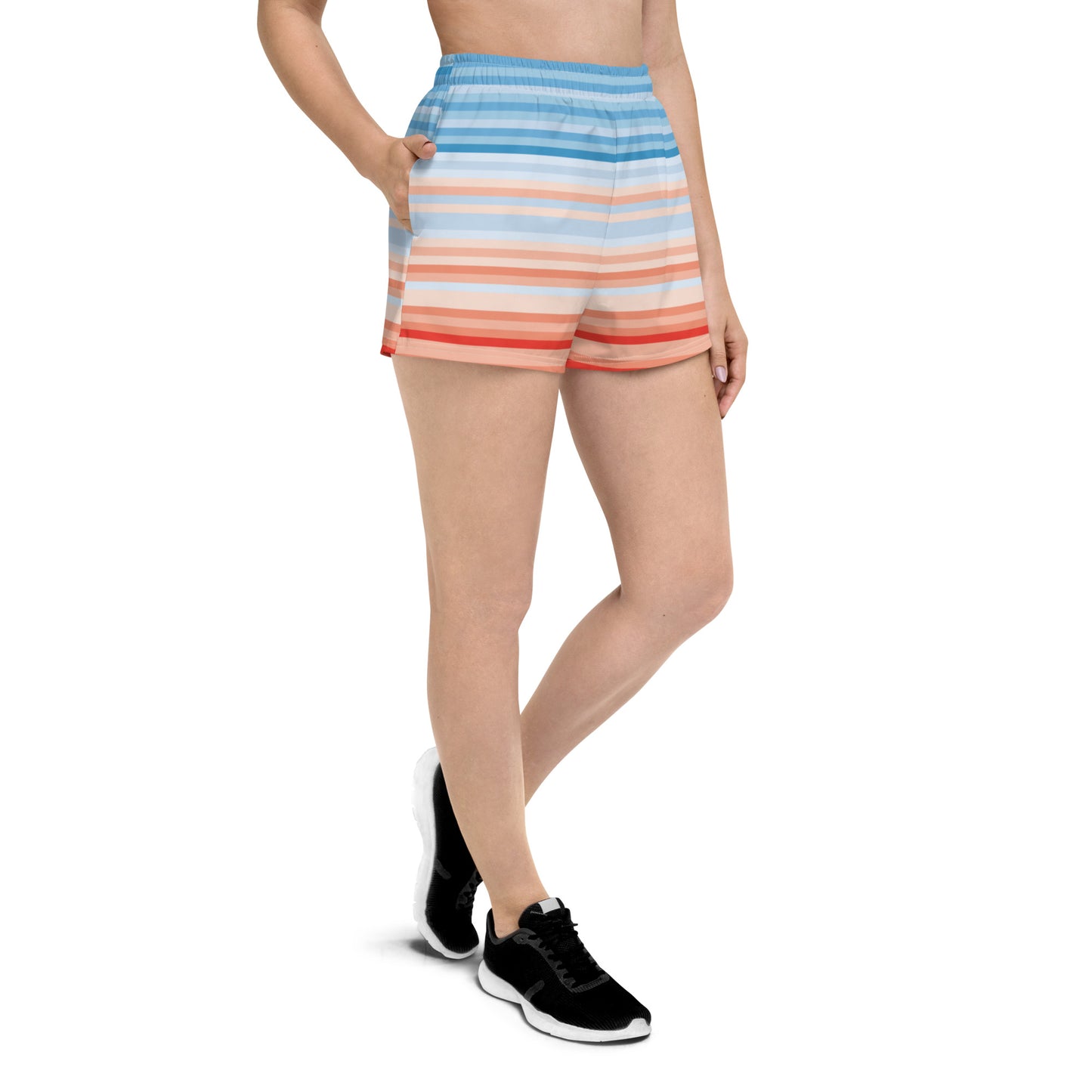 Climate Change Global Warming Stripes - Sustainably Made Women’s Recycled Athletic Shorts