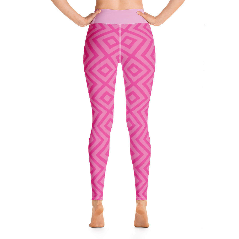 Neon Pink Pattern - Sustainably Made Leggings