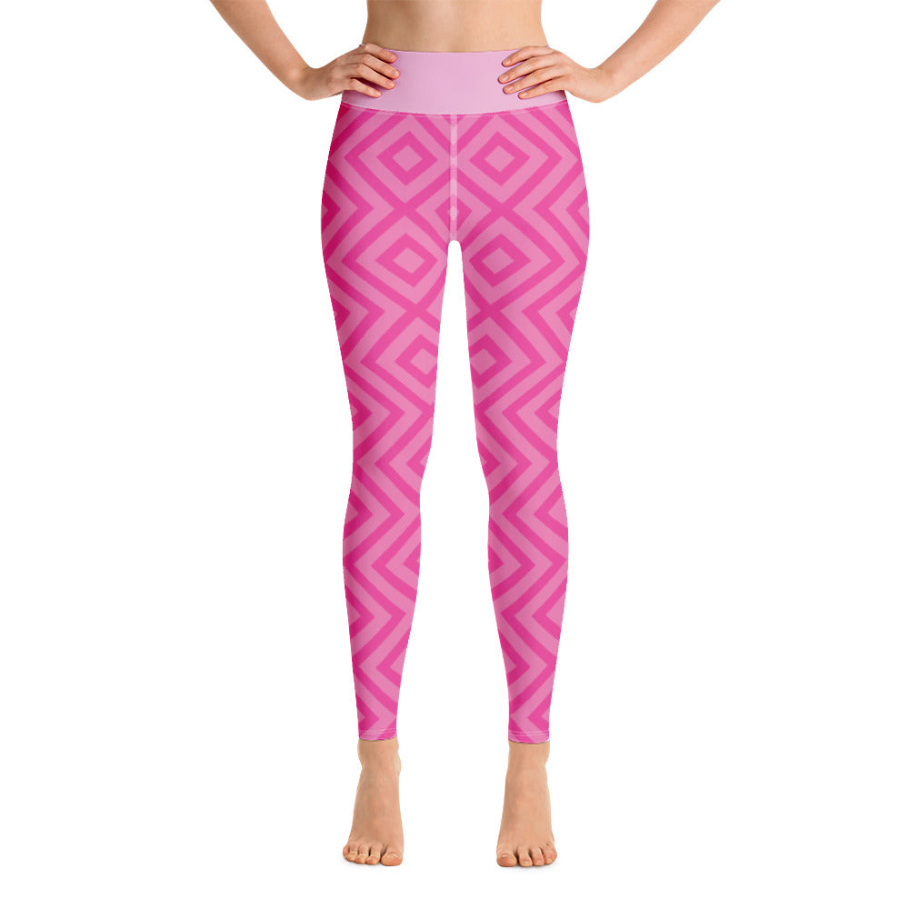 Neon Pink Pattern - Sustainably Made Leggings