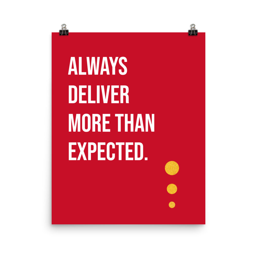 Always deliver more than expected -  Sustainably Made Home & Office Motivational Wall Posters.