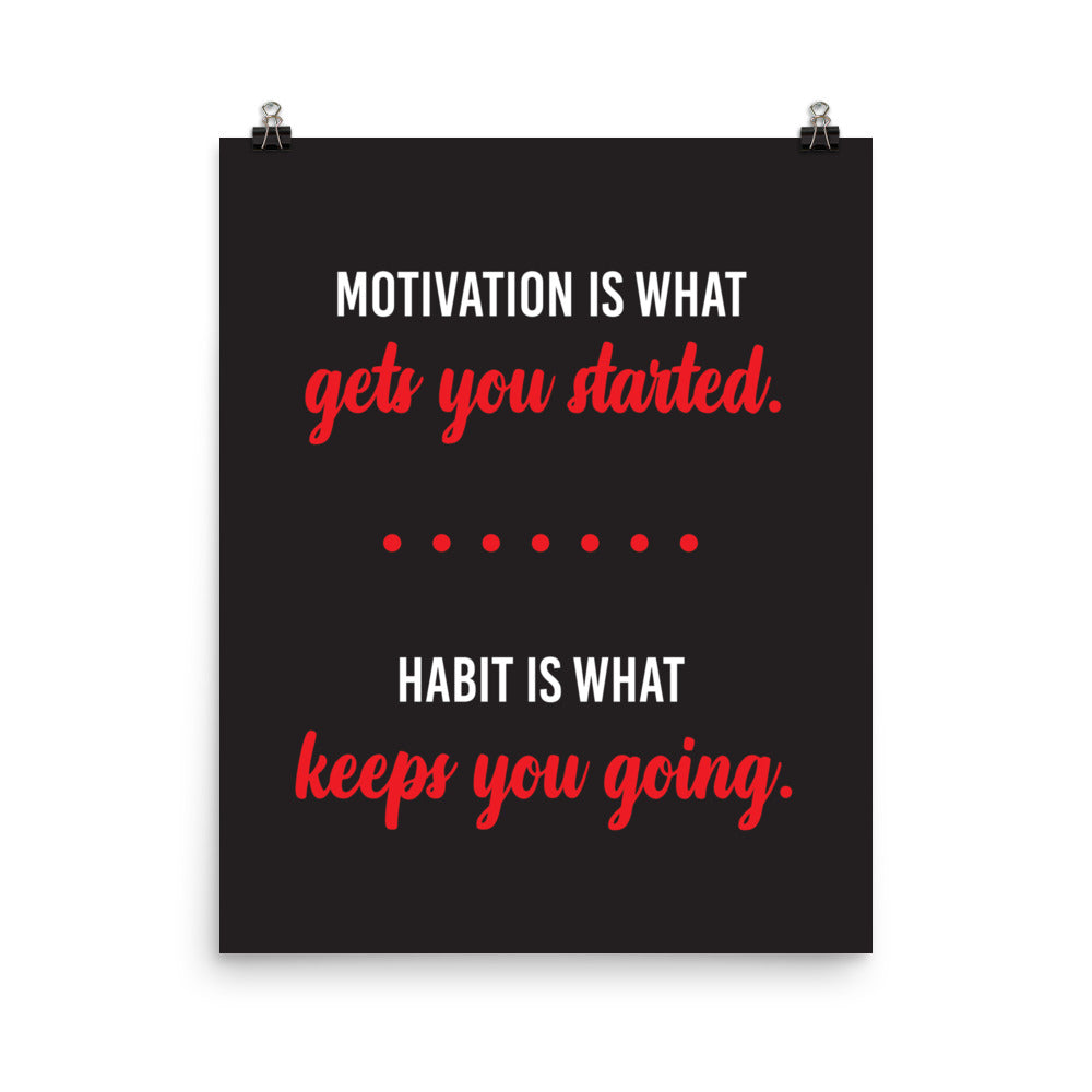 Motivation is what get you started. Habit is what keeps you going -  Sustainably Made Home & Office Motivational Wall Posters.